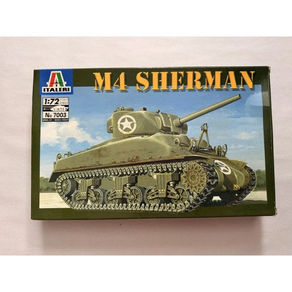 Italeri 7003 M4 Sherman Tank 1:72 Scale Military Model Kit Open Box Complete